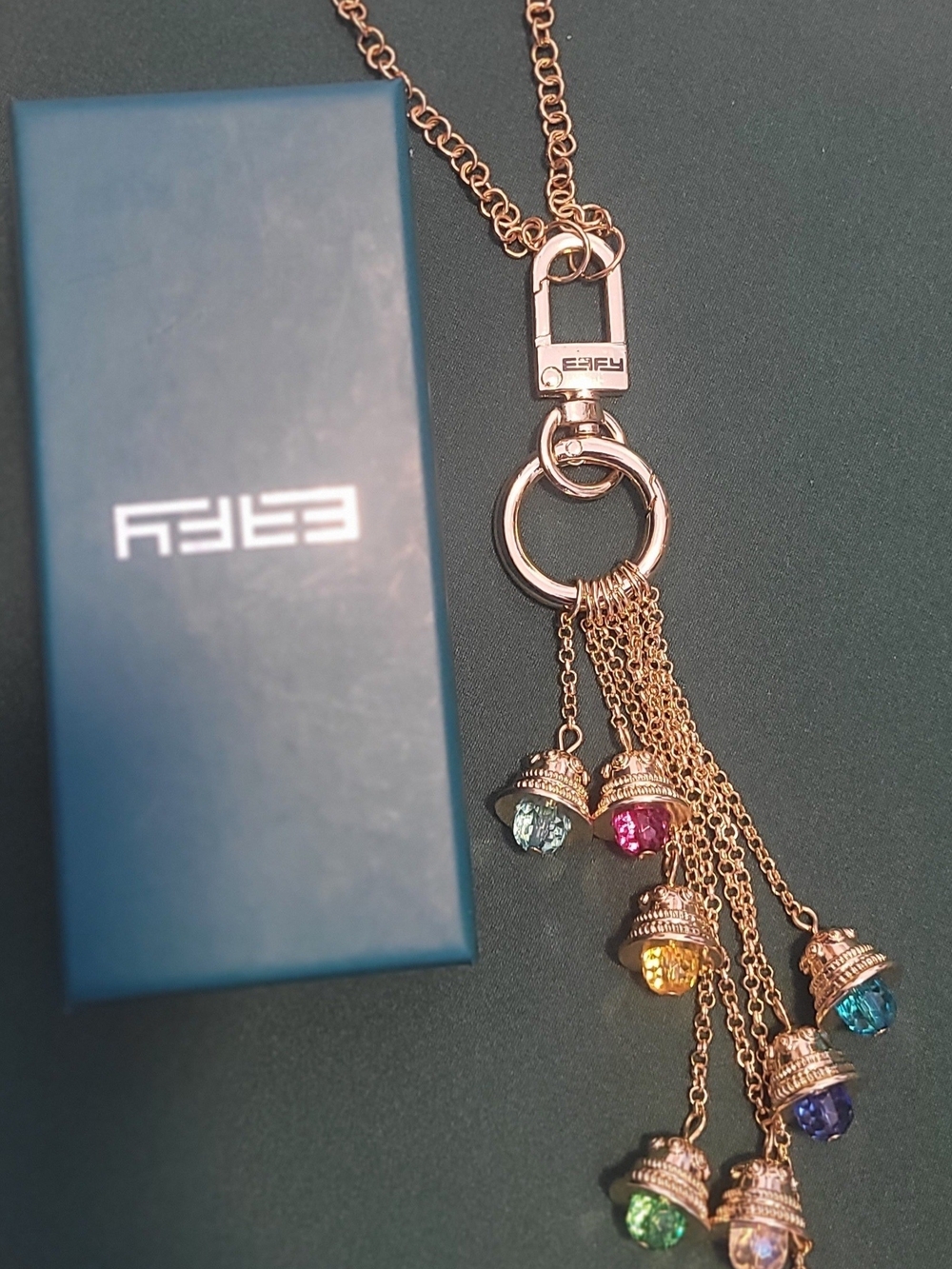 Effy Gold Tone Multi-Colored Crystals Charm Keychain